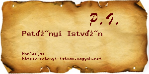 Petényi István névjegykártya